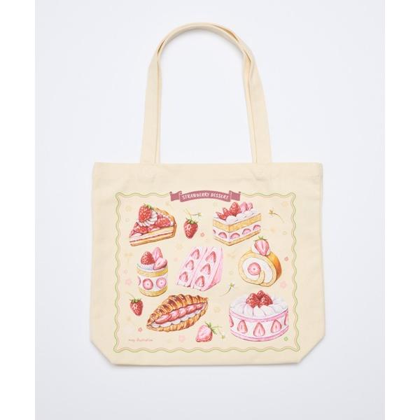 トートバッグ 「may_illustrationさんコラボ」ストロベリートートバッグ レディース