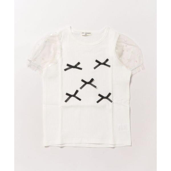 tシャツ パフスリーブリボンTシャツ キッズ 子供服 女の子