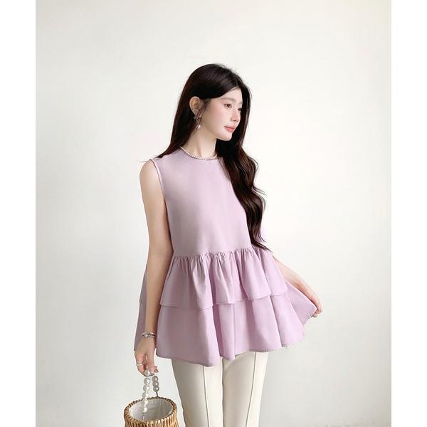 ノースリーブ2段フレアトップス レディース