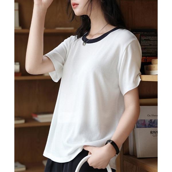 tシャツ バイカラーシンプルTシャツ レディース