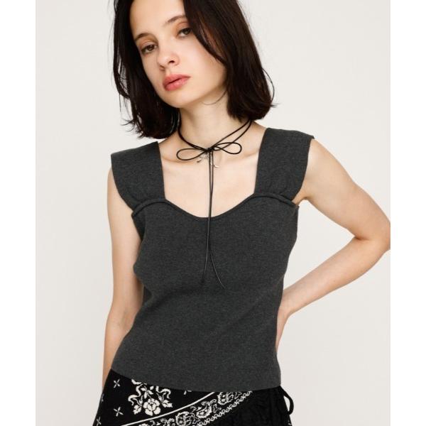 タンクトップ ノースリーブ SQUARE NECK KNIT TANK スクエアネック ニット タン...