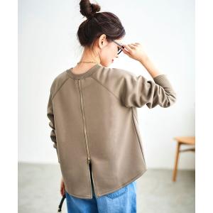tシャツ バックジップボンディングトップス レディース