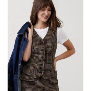 ベスト ジレ BANANA REPUBLIC FACTORY STORE　　チェック柄 ショート クラシック ベスト レディース