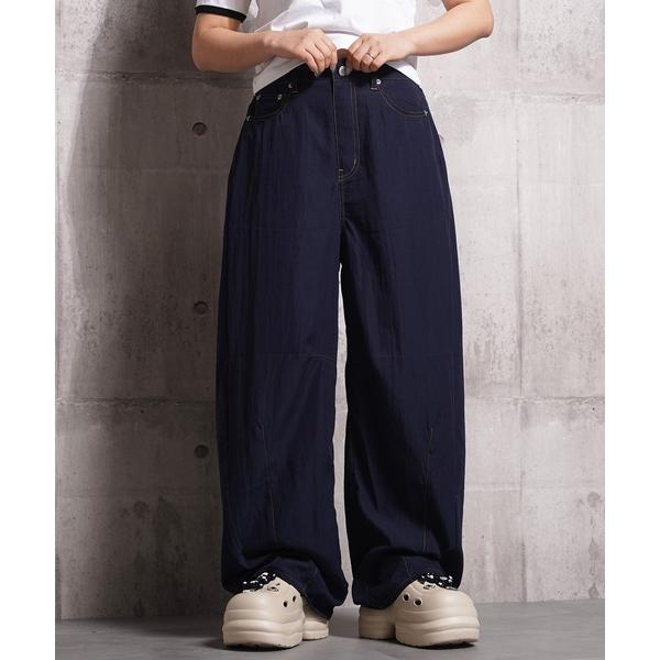 ワイドパンツ パンツ ナイロン ワッシャー バレルレッグパンツ / Nylon Washer Bar...