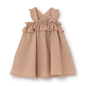 ワンピース サッカーギンガムチェックサンドレス「日本製」 キッズ 子供服 女の子