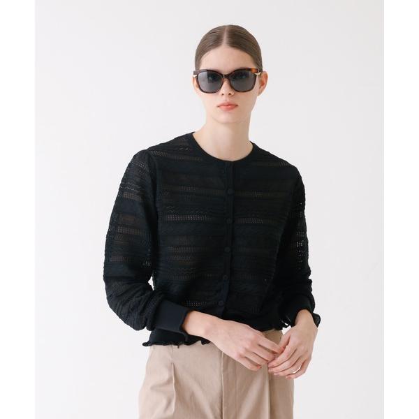 カーディガン 透かし編みカーディガン レディース