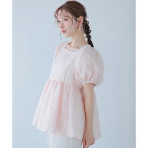 Fit more（フィットモア） シアージャガード花柄パイピングトップス