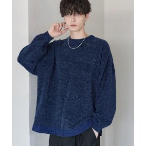 セーター ニット 畦編みモールクルーニット メンズ レディース