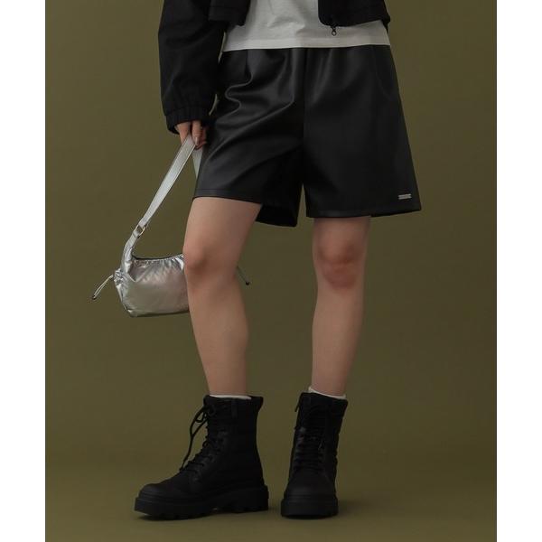 パンツ フェイクレザーショートパンツ レディース