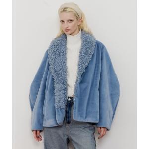 ジャケット テーラードジャケット カーブスリーブMIXファージャコット レディース