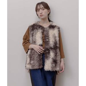 ベスト ジレ グラデーションファーベスト レディース