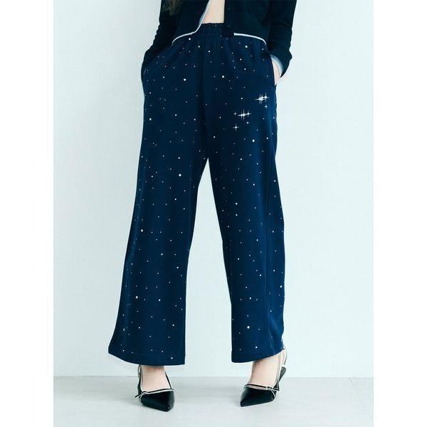 スウェットパンツ ジャージ 「WEB限定00サイズ」ビジューワイドスウェットパンツ レディース