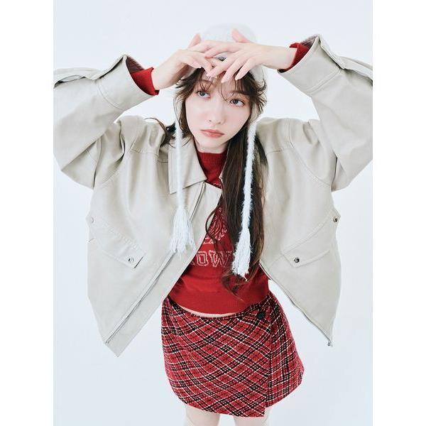 ブルゾン アウター ヴィンテージフェイクレザーブルゾン レディース