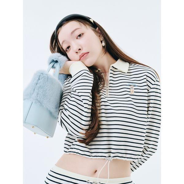 トレーナー スウェット Lily Bearハーフジップクロップドスウェット レディース