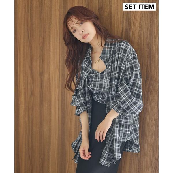 ブラウス シャツ オンブレーチェックキャミSETシャツ　581991 レディース