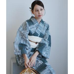 utatane 浴衣 浴衣3点セット 綿麻 紺色の麻の葉と鞠 レディース