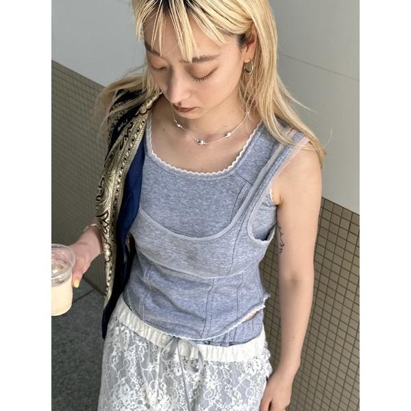 タンクトップ ノースリーブ FRENCH TERRY BUSTIER TANK レディース
