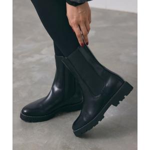 長靴 レインブーツ 「レイン対応」サイドゴアショートブーツ（スタッズエッジ） レディース