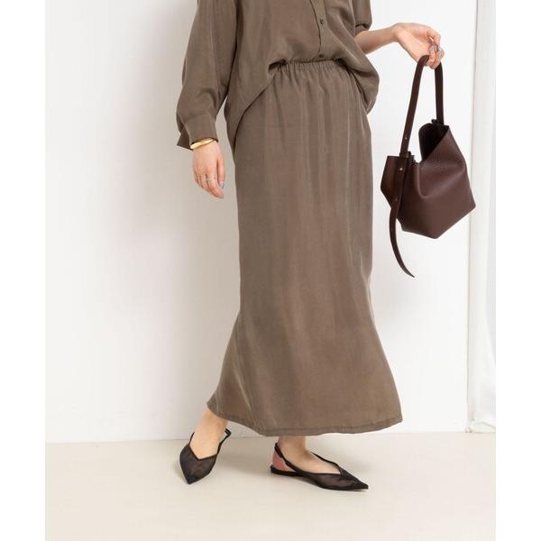 スカート 「セットアップ対応」ウォッシャブルシルキーキュプライージースカート