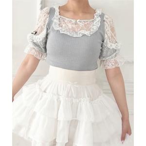 tシャツ 肩フリルテレコTOPS レディース