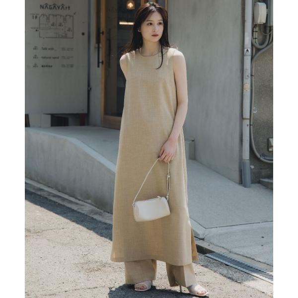 ワンピース 高身長　リネンライクノースリーブワンピース（セットアップ対応）（トールサイズ）Essen...