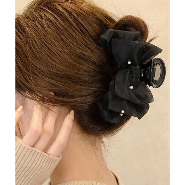 ヘアクリップ とばしパールフリルバンスクリップ
