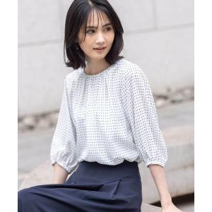 ブラウス シャツ 「アルコラージュ」プリントギャザーブラウス レディース