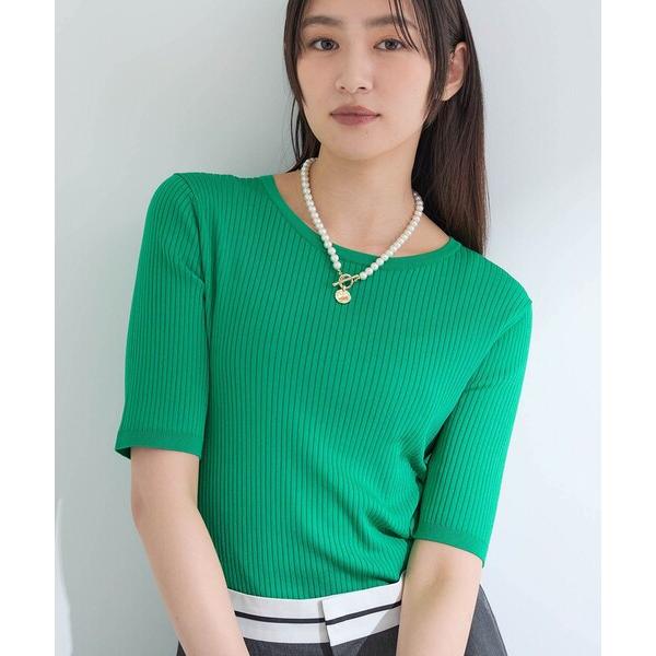 ニット セーター 「秋SALE！」「インナーで活躍／アンサンブル」クルーネック半袖ニット レディース