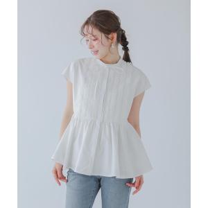 Fit more（フィットモア） チュールレイヤードパフスリーブトップス