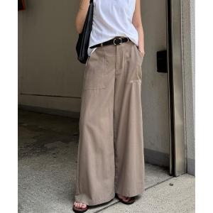 ワイドパンツ パンツ リネン混ベイカーワイドパンツ レディース