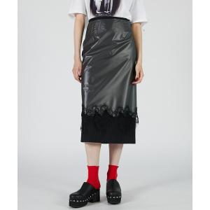 スカート PVCレイヤードミディスカート / PVC Layered Midi Skirt