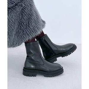 ブーツ 本革ストレッチサイドジップタンクソールブーツ レディース