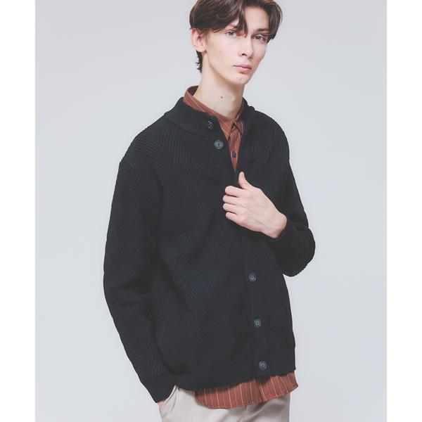 カーディガン 「ジオメトリック柄 / 軽量」スタンド カーディガン メンズ レディース