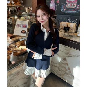 「one after another NICE CLAUP」 ニットワンピース FREE ネイビー レディース