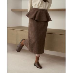 スカート 「セットアップ可能」チェックペプラムスカート