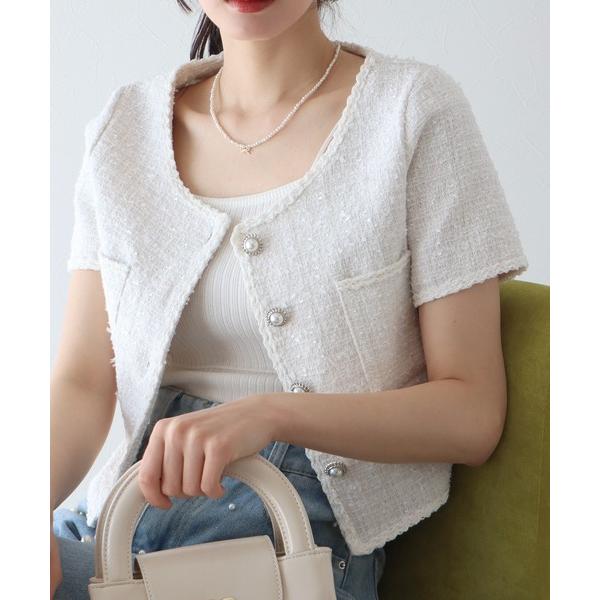 「BLUEEAST」 「R・X・D」ツイードジャケット MEDIUM ホワイト レディース