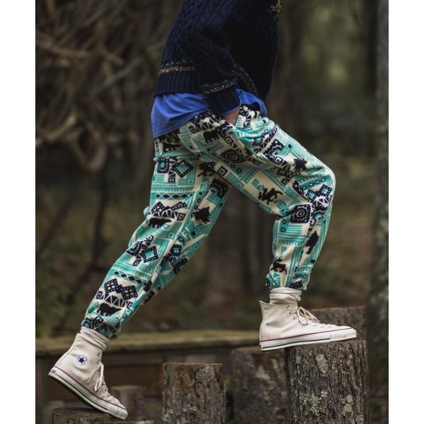 パンツ アニマル プリント ワイド フリース ジムパンツ メンズ
