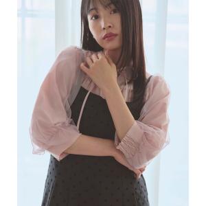 ブラウス シャツ 袖チュールリボンスキッパー ブラウス レディース