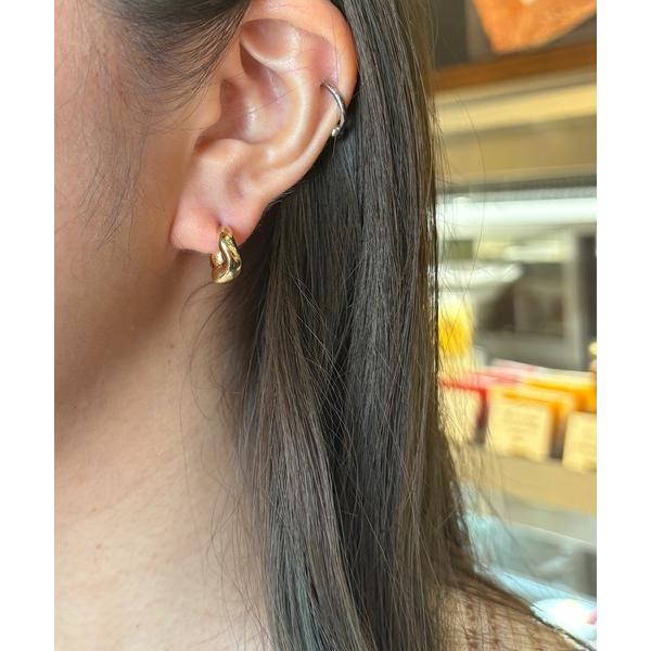 ピアス ウェーブライン オープン フープピアス レディース
