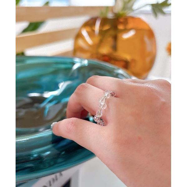 指輪 リング クリア ワイヤー ビーズ リング レディース