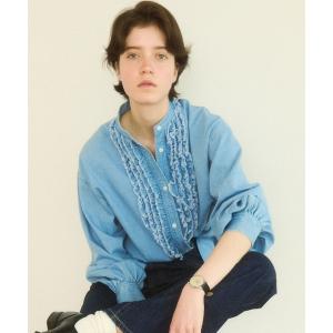 ブラウス シャツ デニムフリルシャツ レディース
