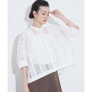 ブラウス シャツ レースハーフスリーブシャツ/夏服/オフィスカジュアル レディース