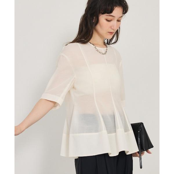 ブラウス シャツ 「上品な透け感」カーヴィングブラウス/シアーシャツ/シアーブラウス/夏服/オフィス...