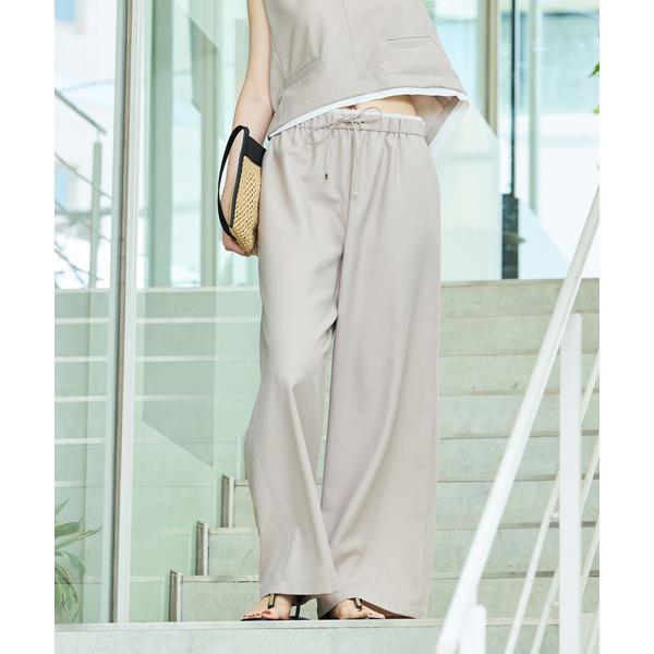 パンツ 「セットアップ対応」ウールライクイージーパンツ/夏服/オフィス レディース
