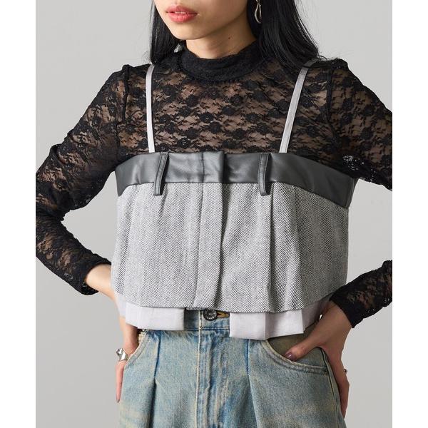 キャミソール 「MAGASIN DE MODE Onjna」バリアスパターンビスチェ ツイード フェ...