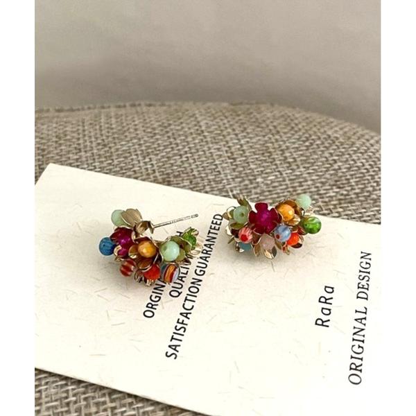 ピアス ビーズクラスターフラワーブーケピアス レディース