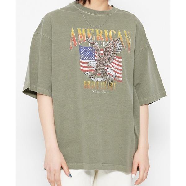 tシャツ 「spiritoso」AMERICANプリント ピグメントＴシャツ レディース