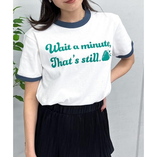 tシャツ 「spiritoso」WAIT A MINUTEイチゴプリント リンガーTシャツ レディー...