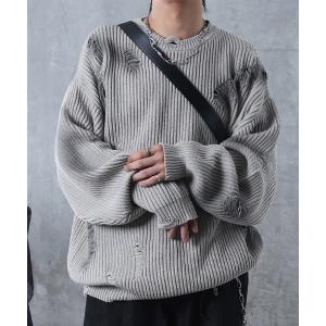 セーター ニット ダメージ スプレー加工 ニット プルオーバー ユニセックス メンズ レディース｜ZOZOTOWN Yahoo!店