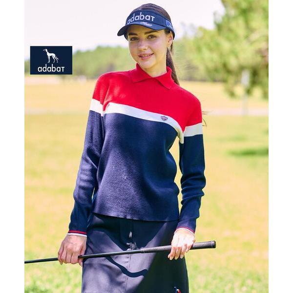 ニット セーター 「ADABAT NAVY」トリコロールスプリットカラーニット レディース